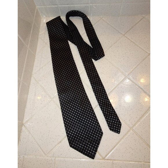 Grey & Black Geoffrey Beene Silk Neck Tie mens formalwear - Picture 1 of 6